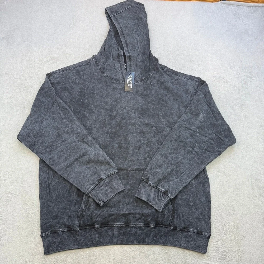 Ringspun Hoodie Mens Large Black Mineral Wash Acid Wash Streetwear Oversized Y2K